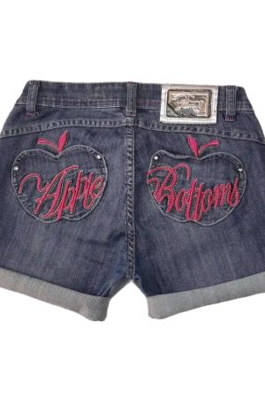 New Style Trends - Y2k Apple Pop Embroidered Shorts - Outfit Ideas