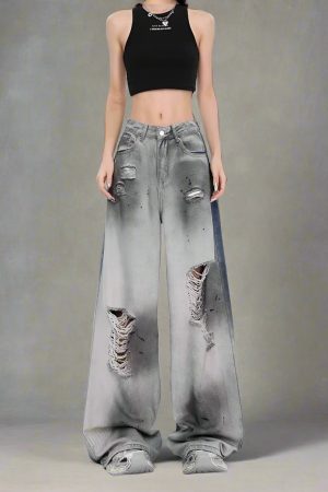 New Style Trends - Y2k Ashen Ruin Distressed Jeans - Outfit Ideas