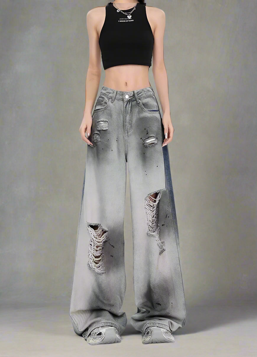 New Style Trends - Y2k Ashen Ruin Distressed Jeans - Outfit Ideas New Style Trends - Y2k Ashen Ruin Distressed Jeans - Outfit Ideas