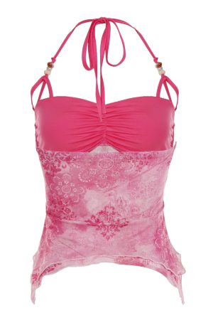 New Style Trends - Y2K Bandana Lace-Up Top - Outfit Ideas