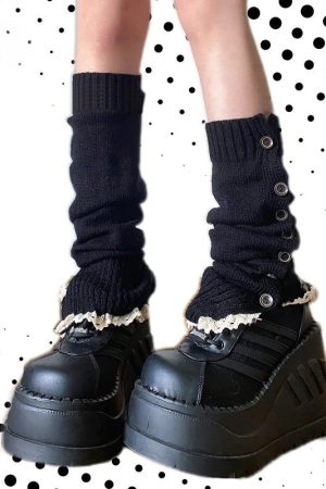 New Style Trends - Y2k Button-Up Lace Leg Warmers - Outfit Ideas