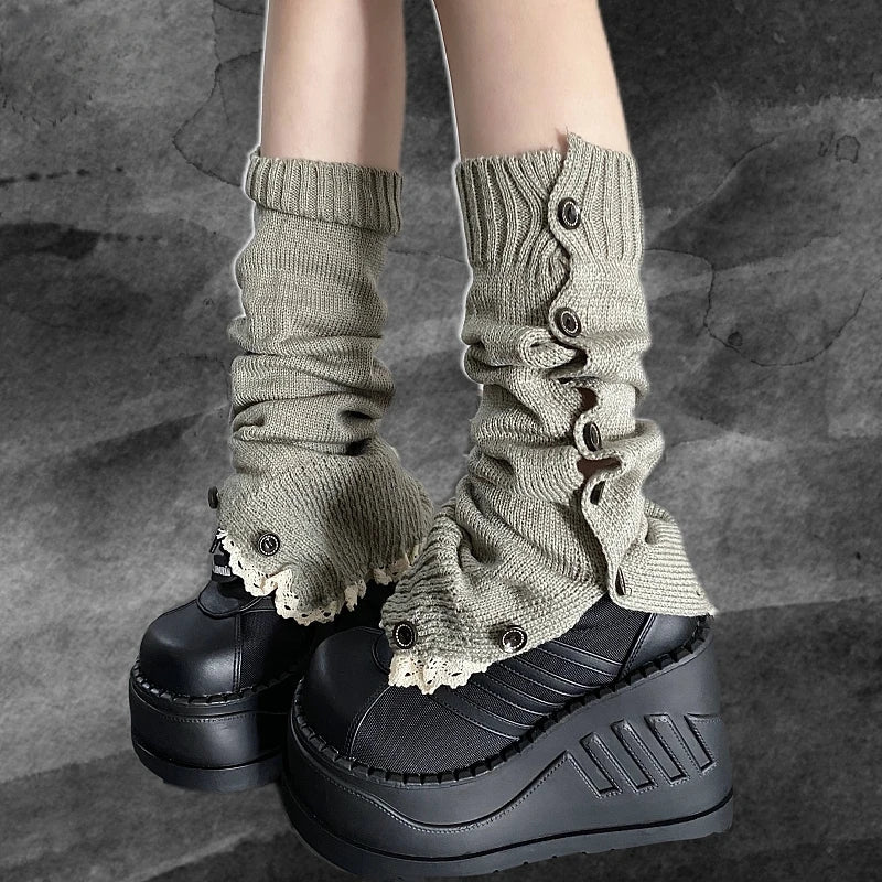 New Style Trends - Y2k Button-Up Lace Leg Warmers - Outfit Ideas