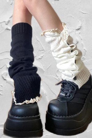 New Style Trends - Y2k Button-Up Lace Leg Warmers - Outfit Ideas