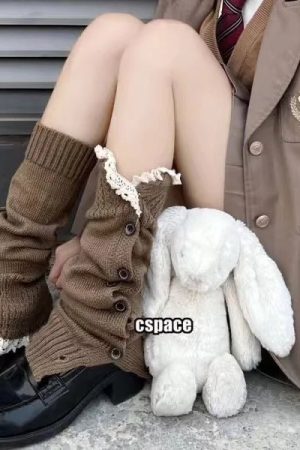 New Style Trends - Y2k Button-Up Lace Leg Warmers - Outfit Ideas