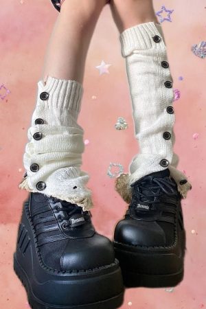 New Style Trends - Y2k Button-Up Lace Leg Warmers - Outfit Ideas