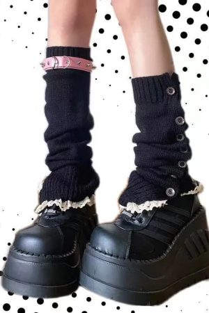 New Style Trends - Y2k Button-Up Lace Leg Warmers - Outfit Ideas