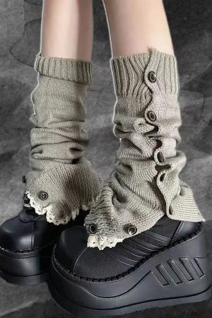 New Style Trends - Y2k Button-Up Lace Leg Warmers - Outfit Ideas