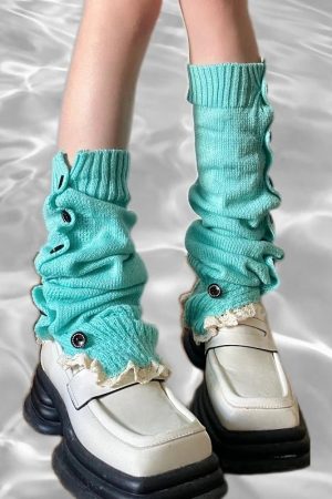 New Style Trends - Y2k Button-Up Lace Leg Warmers - Outfit Ideas