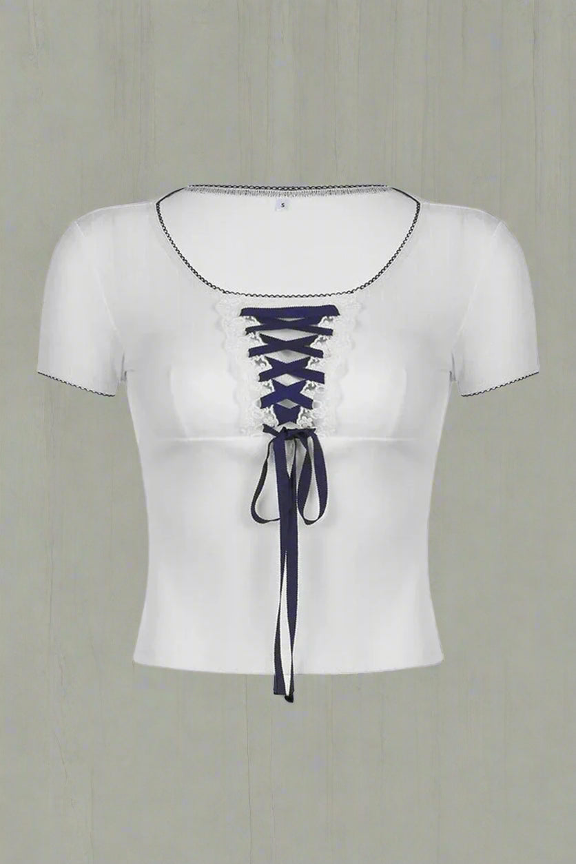 New Style Trends - Y2K Contrast Bandage Crop Top - Outfit Ideas