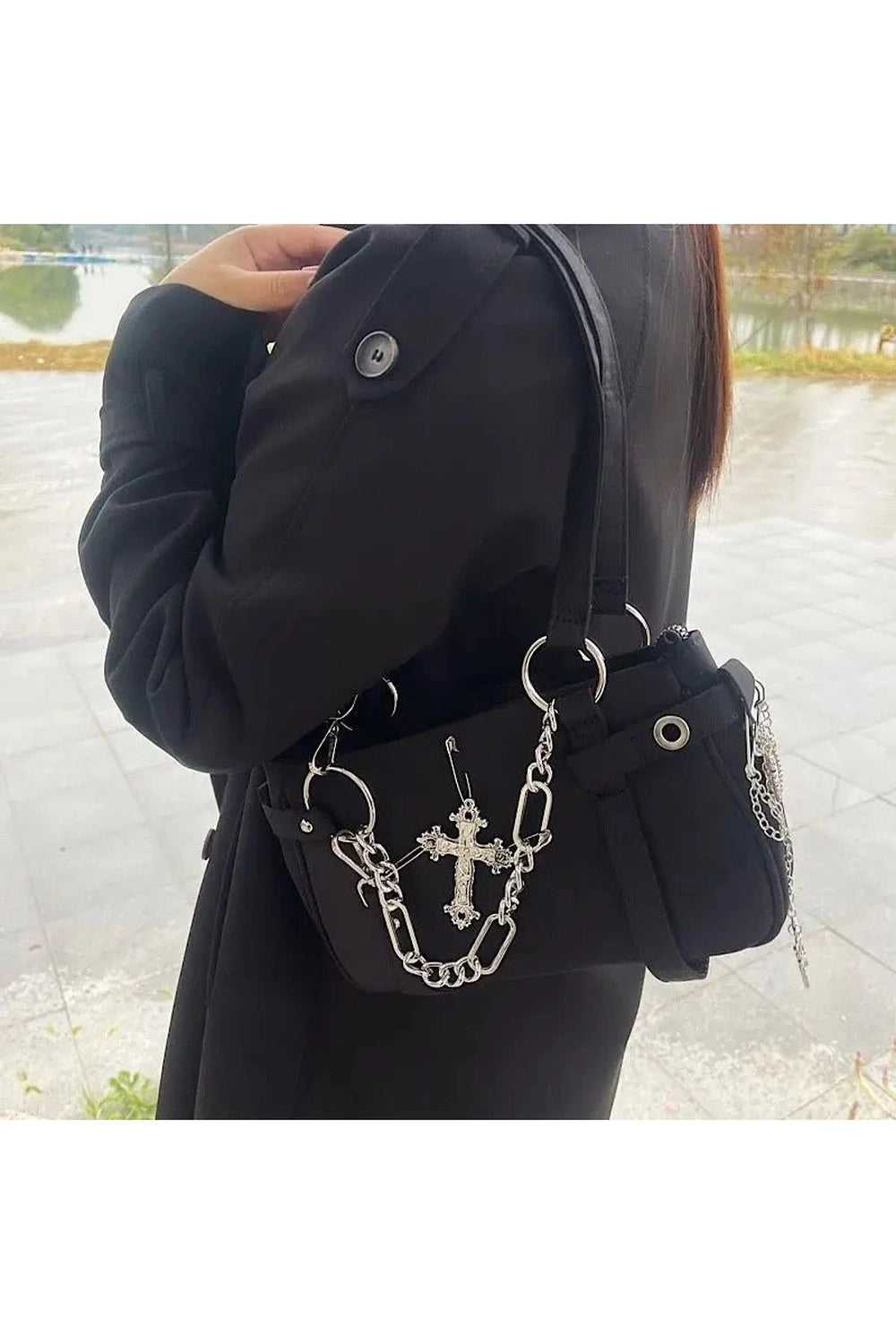 New Style Trends - Y2k Cross Chain Shoulder Bag - Outfit Ideas