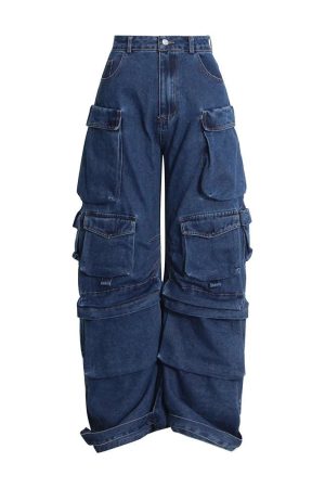New Style Trends - Y2k Deep Sea Cargo Denim Pants - Outfit Ideas