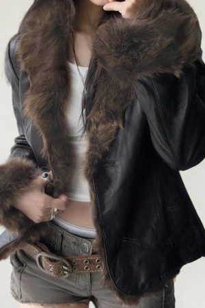 New Style Trends - Y2K Faux Fur Rebel Jacket - Outfit Ideas