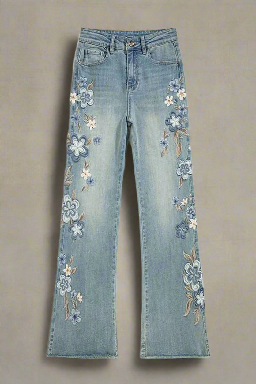 New Style Trends - Y2k Floral Meadow Embroidered Jeans - Outfit Ideas