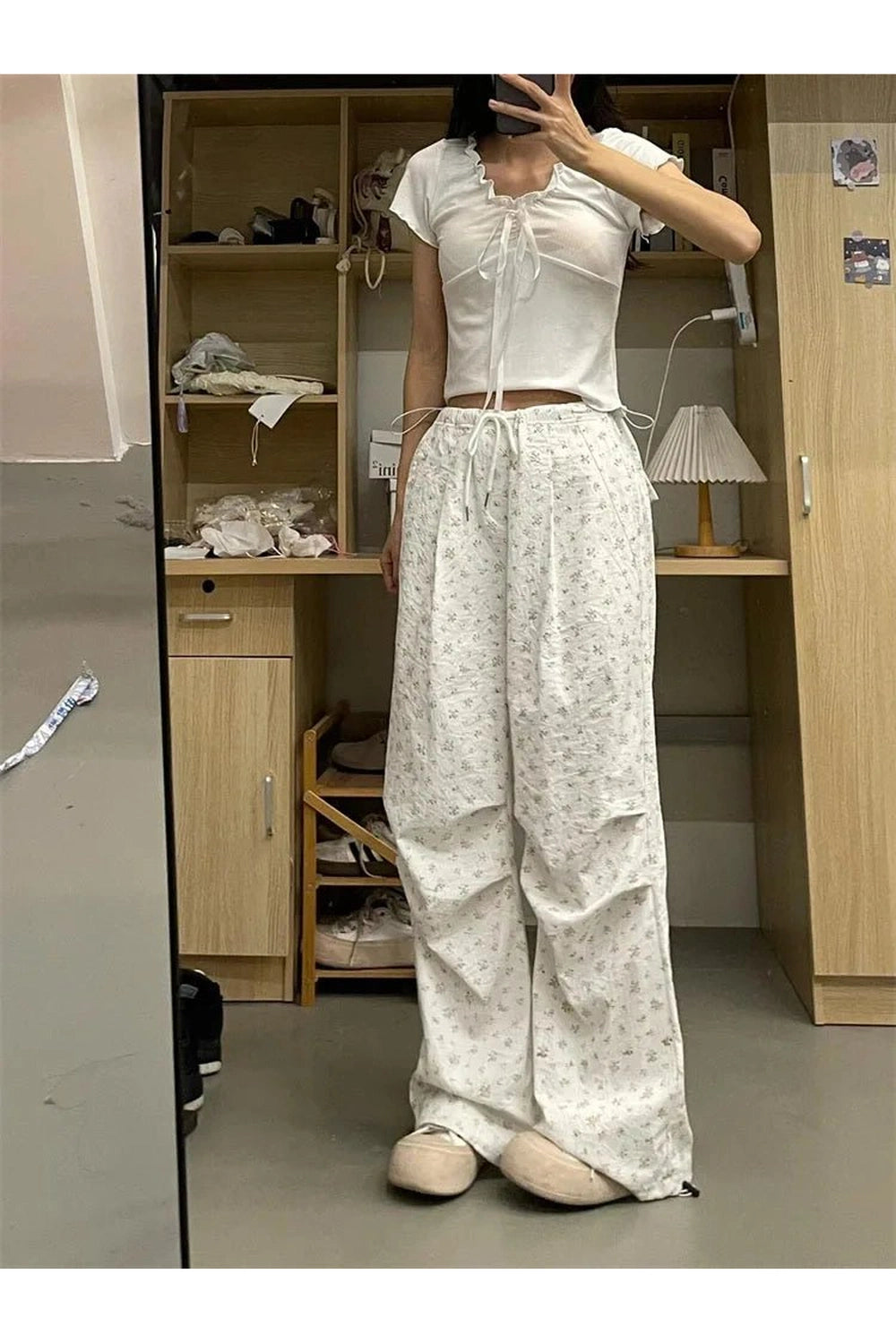 New Style Trends - Y2k Floral Serenity Wide-Leg Pants - Outfit Ideas