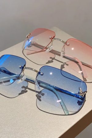 New Style Trends - Y2k Flutter Glow Rimless Sunglasses - Outfit Ideas