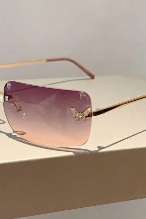 New Style Trends - Y2k Flutter Glow Rimless Sunglasses - Outfit Ideas