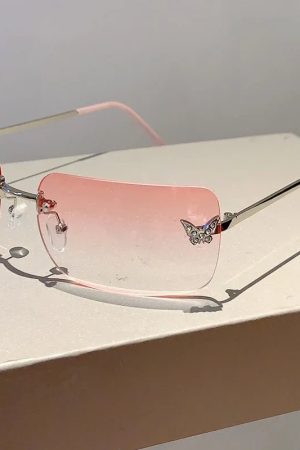 New Style Trends - Y2k Flutter Glow Rimless Sunglasses - Outfit Ideas
