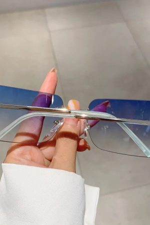 New Style Trends - Y2k Flutter Glow Rimless Sunglasses - Outfit Ideas