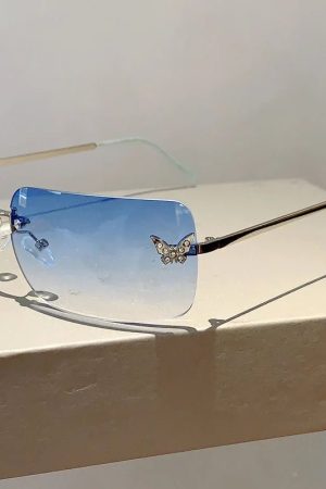 New Style Trends - Y2k Flutter Glow Rimless Sunglasses - Outfit Ideas