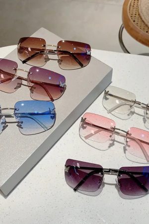 New Style Trends - Y2k Flutter Glow Rimless Sunglasses - Outfit Ideas