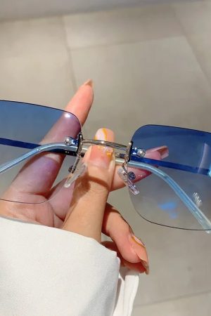 New Style Trends - Y2k Flutter Glow Rimless Sunglasses - Outfit Ideas