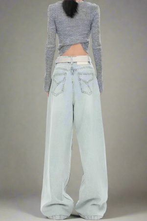 New Style Trends - Y2k Frosted Sage Wide-Leg Jeans - Outfit Ideas
