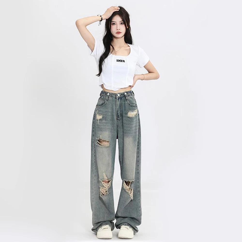 New Style Trends - Y2k Hole-punched High Waist Jeans - Outfit Ideas
