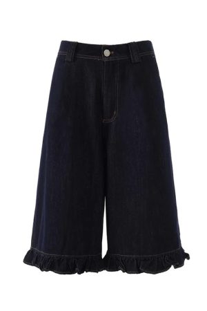 New Style Trends - Y2k Indigo Ruffle Hem Shorts - Outfit Ideas