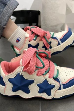 New Style Trends - Y2k Kawaii Cosmic Glow Star Sneakers - Outfit Ideas