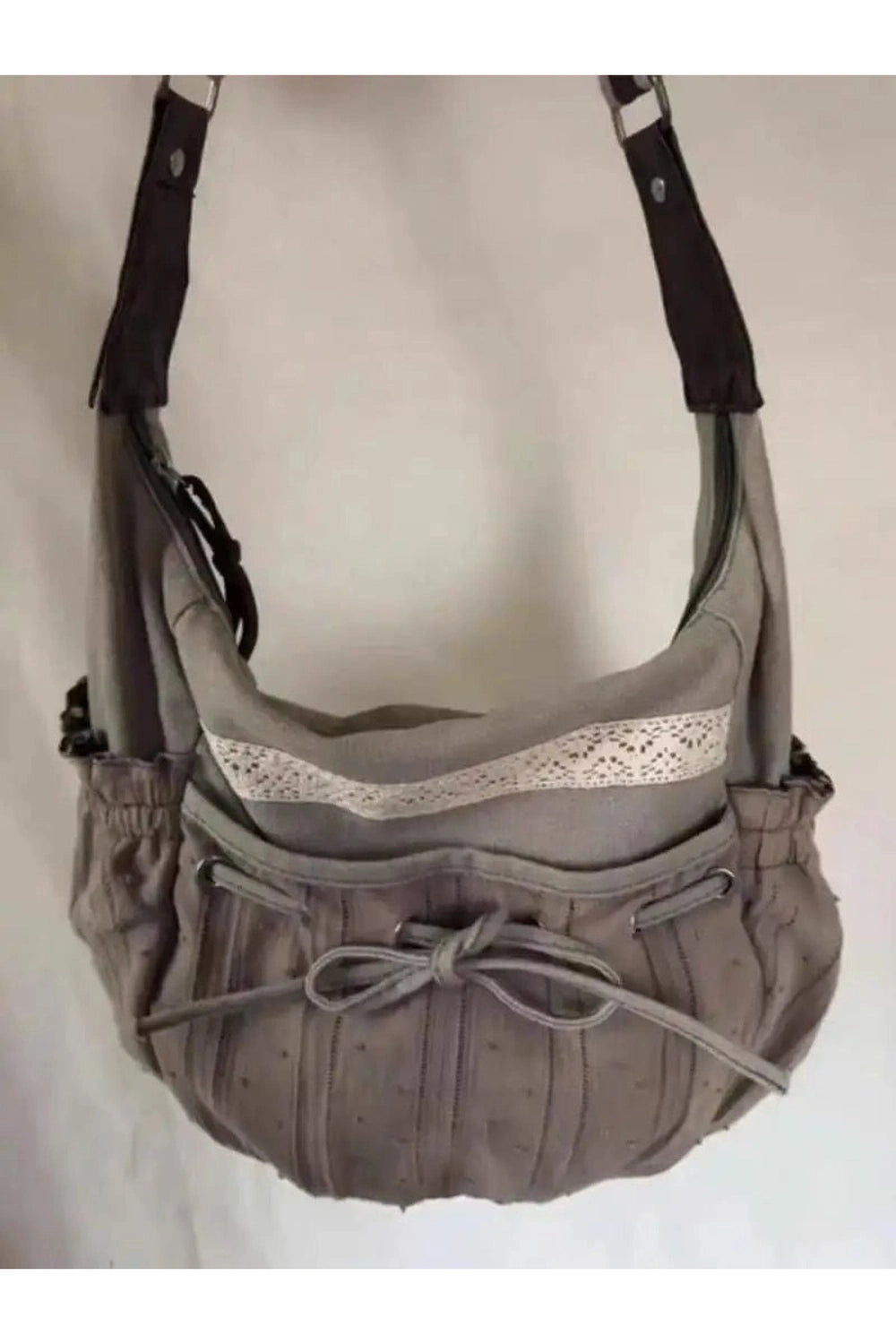 New Style Trends - Y2k Lace-Trim Hobo Bag - Outfit Ideas New Style Trends - Y2k Lace-Trim Hobo Bag - Outfit Ideas