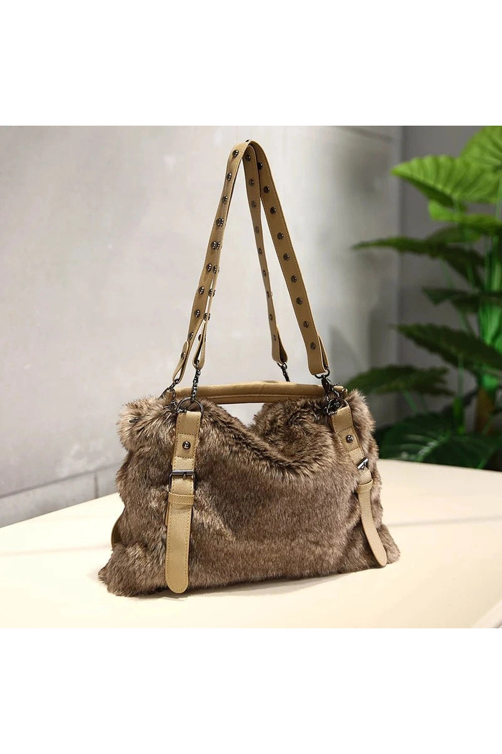 New Style Trends - Y2k Luxe Faux Fur Studded Handbag - Outfit Ideas