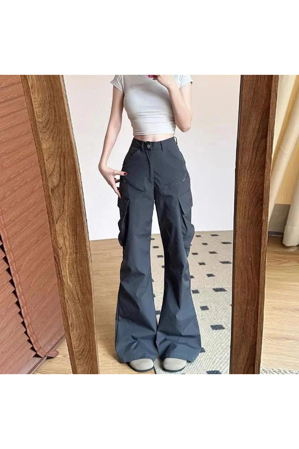 New Style Trends - Y2k Midnight Cargo Flare Pants - Outfit Ideas