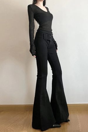 New Style Trends - Y2k Midnight Sculpt Flare Pants - Outfit Ideas