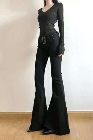 New Style Trends - Y2k Midnight Sculpt Flare Pants - Outfit Ideas