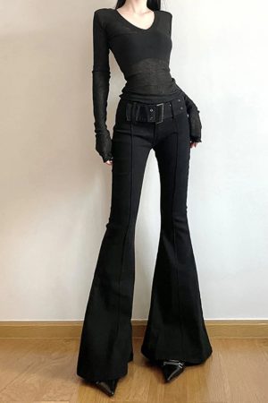 New Style Trends - Y2k Midnight Sculpt Flare Pants - Outfit Ideas