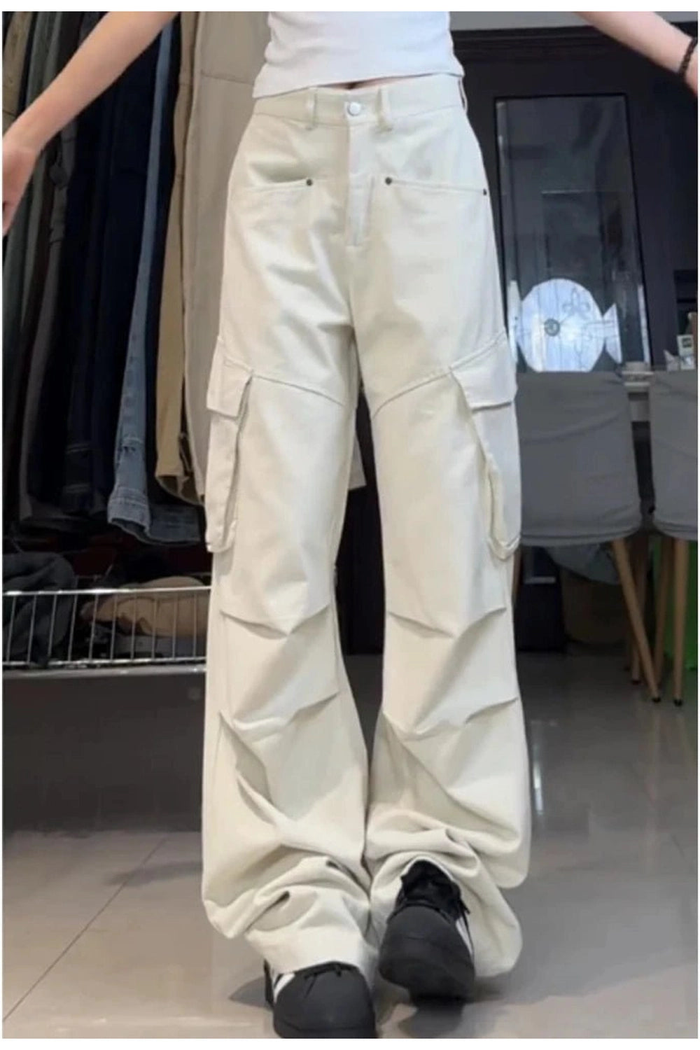 New Style Trends - Y2k Minimalist Cargo Wide-Leg Pants - Outfit Ideas