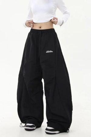 New Style Trends - Y2k Neutral Oversized Parachute Pants - Outfit Ideas