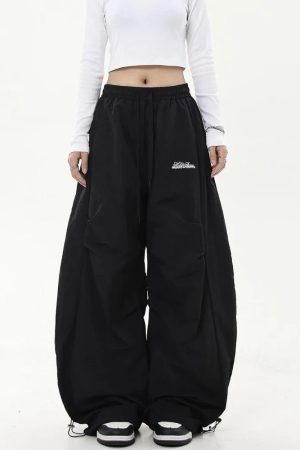 New Style Trends - Y2k Neutral Oversized Parachute Pants - Outfit Ideas