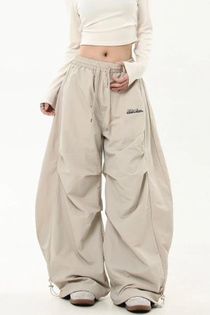 New Style Trends - Y2k Neutral Oversized Parachute Pants - Outfit Ideas