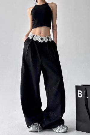New Style Trends - Y2k Noir Lace Peekaboo Edgy Pants - Outfit Ideas