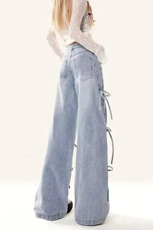 New Style Trends - Y2k Pastel Stitch Bow-Tie  Jeans - Outfit Ideas