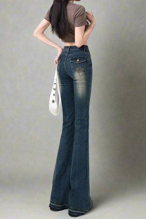 New Style Trends - Y2k Retro Embroidered Flare Jeans - Outfit Ideas