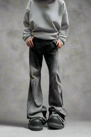 New Style Trends - Y2k Shadow Flare Panel Jeans - Outfit Ideas