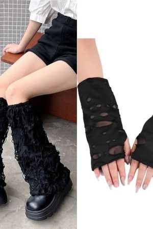 New Style Trends - Y2k Shredded Chaos Leg & Arm Warmers - Outfit Ideas