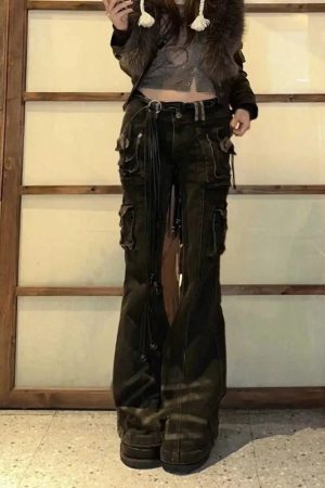 New Style Trends - Y2k Utility Cargo Flare Pants - Outfit Ideas