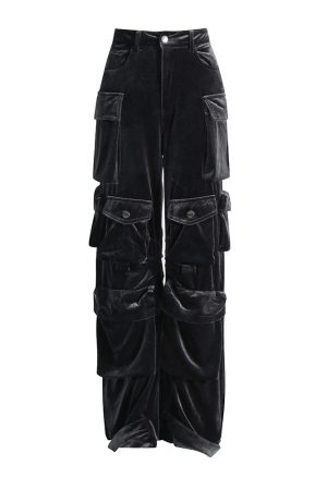 New Style Trends - Y2k Velvet Vibe Utility Cargo Pants - Outfit Ideas