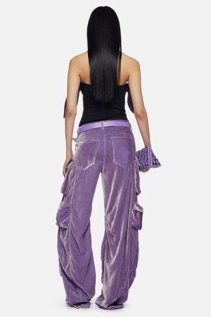 New Style Trends - Y2k Velvet Vibe Utility Cargo Pants - Outfit Ideas