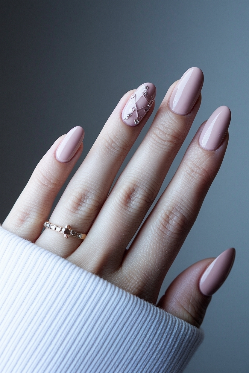 Nude Acrylic Nails with Design: Subtle Yet Stunning outfit idea