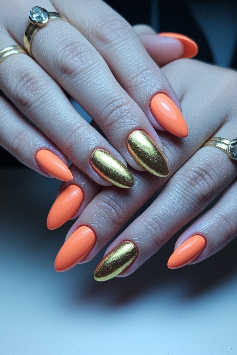 Stunning Orange and Gold Nail Designs for Every Occasion outfit idea