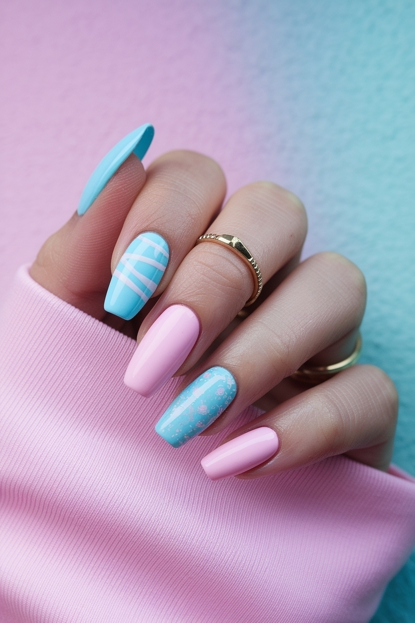 Trendy Ideas for Pastel Pink and Blue Nails to Try Now outfit idea